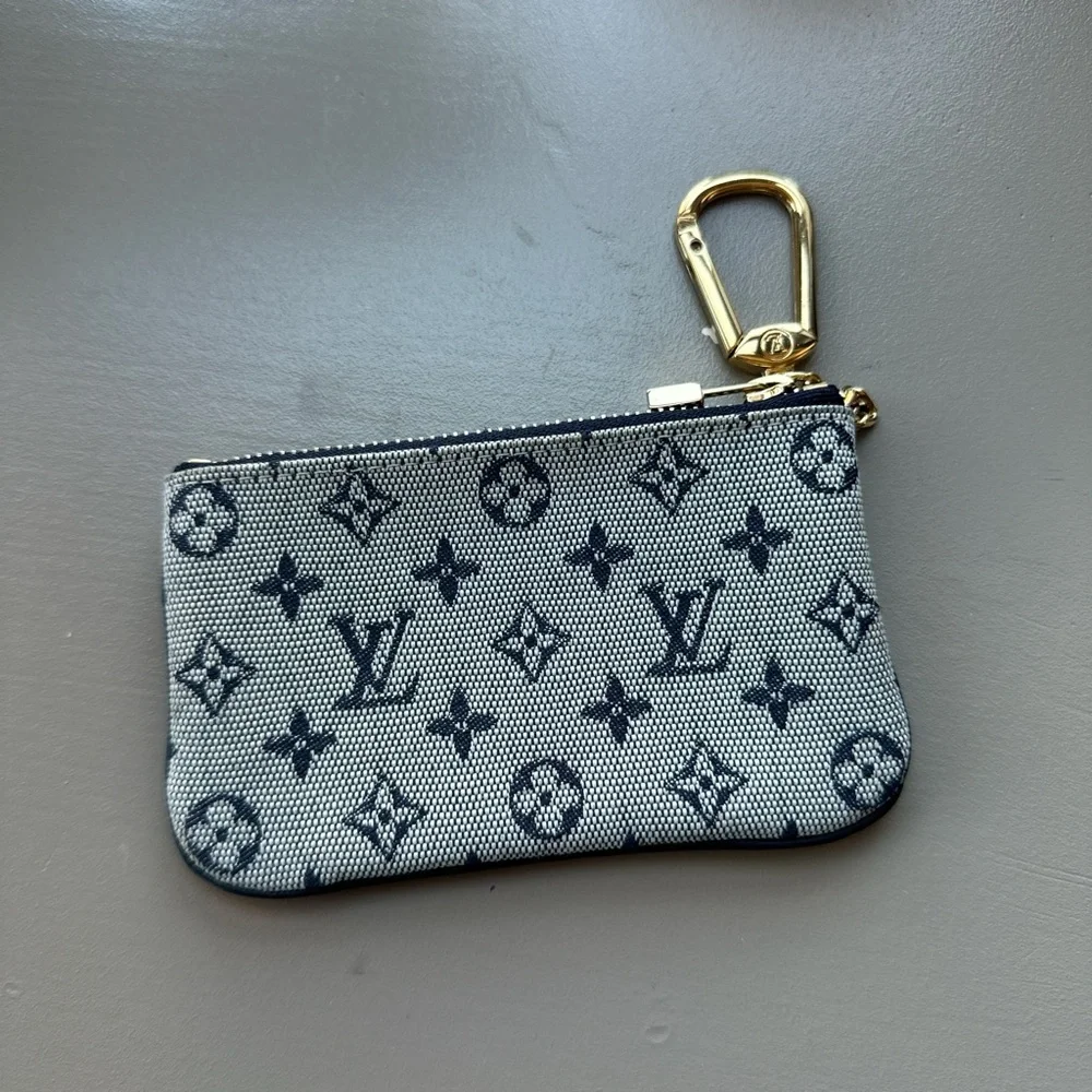 Louis Vuitton Blue denim Monogram Mini Lin Key Holder